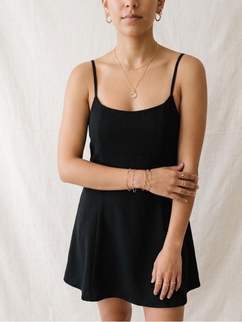 Black Dress Mini Spaghetti Strap Slip